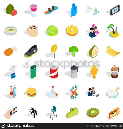 Sport icons set. Isometric style of 36 sport vector icons for web isolated on white background. Sport icons set, isometric style