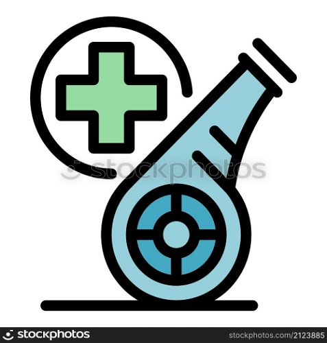 Sport medical whistle icon. Outline sport medical whistle vector icon color flat isolated. Sport medical whistle icon color outline vector