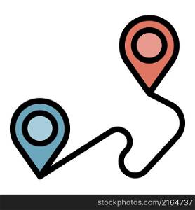 Sport route icon. Outline sport route vector icon color flat isolated. Sport route icon color outline vector