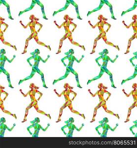 Sport seamless pattern with running women. Sport seamless pattern with colorful polygomal running women. Vector illustration