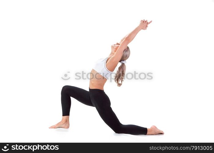 Sport Series: Young Beautiful Woman doing Yoga. Half-Moon Position