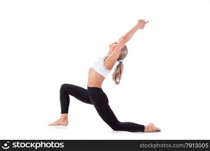 Sport Series: Young Beautiful Woman doing Yoga. Half-Moon Position