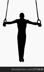 Sport Silhouette -Gymnast on rings with strieght body in horisontal hold