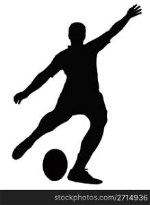 Sport Silhouette - Rugby Football Kicker place kicking the ball