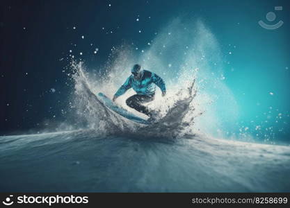 Sport snowboard ice. Extreme cool active. Generate Ai. Sport snowboard ice. Generate Ai