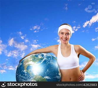 Sport woman and our planet