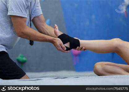 sport woman with injured ankle
