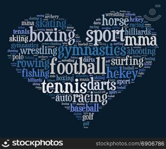 Sport word cloud concept over white background