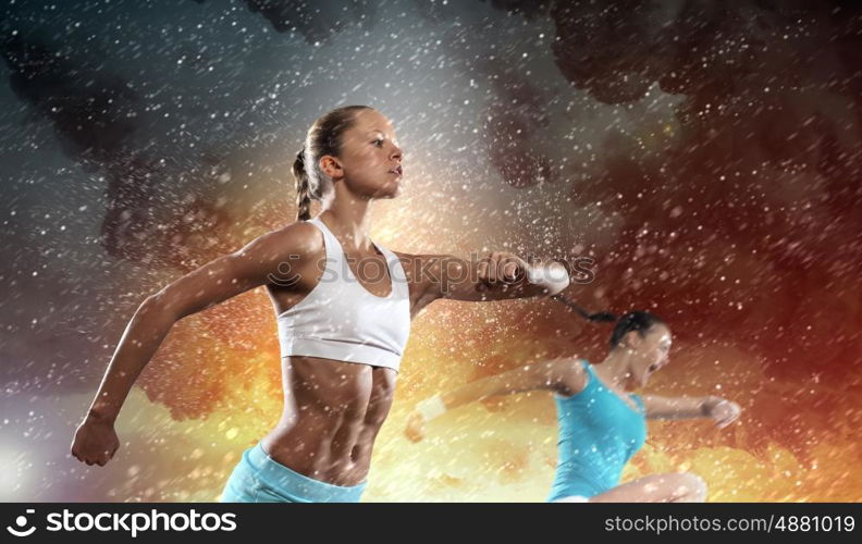 Sport young woman. Image of young attractive sport woman exercising