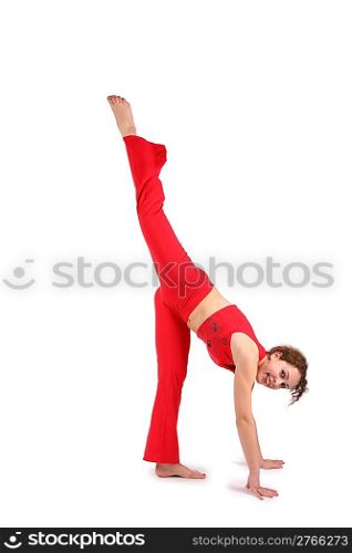 sport young woman make gymnastic isolated on white