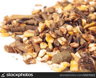 sportive muesli background with black oats. for horse.macro
