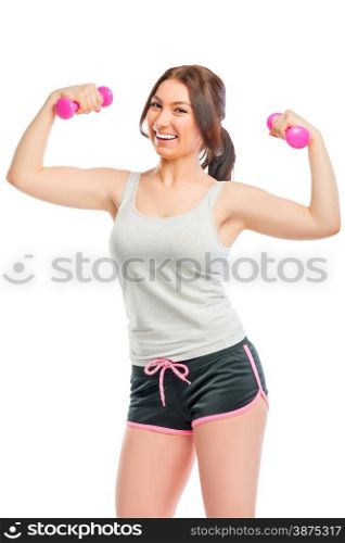 sports and healthy girl on a white background