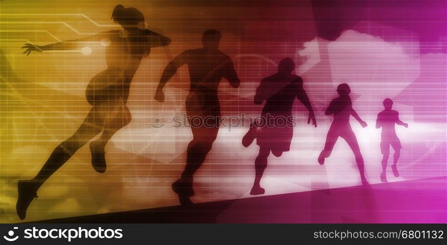 Sports Background Illustration Concept with Running People. Internet Business