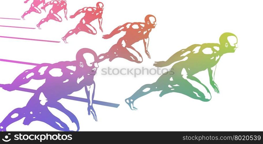 Sports Background with Athletes in Sporting Event. Biotechnology Abstract