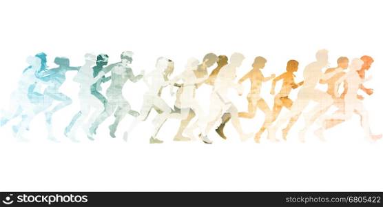 Sports Background with People Running as Concept. Data Visualization
