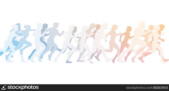 Sports Background with People Running as Concept. Futuristic Abstract
