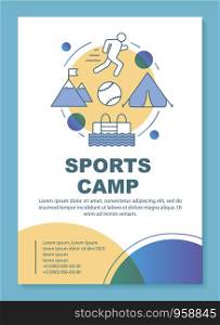 Sports championship bootcamp, brochure template layout. Flyer, booklet, leaflet print design with linear illustrations. Vector page layouts for magazines, annual reports, advertising posters