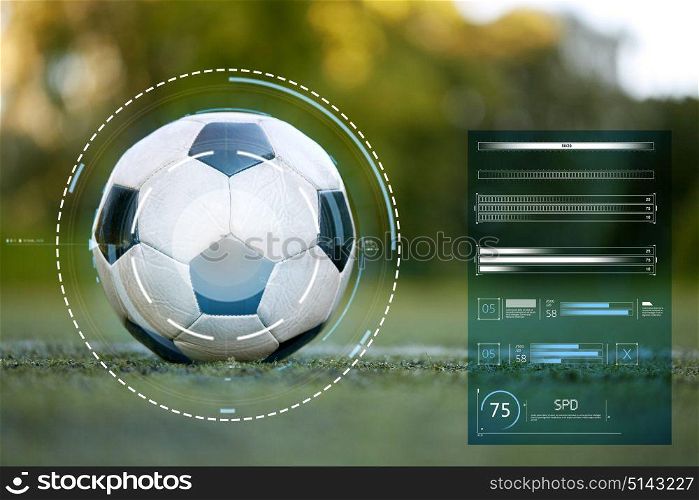sports equipment and technology - soccer ball on football field. soccer ball on football field marking line
