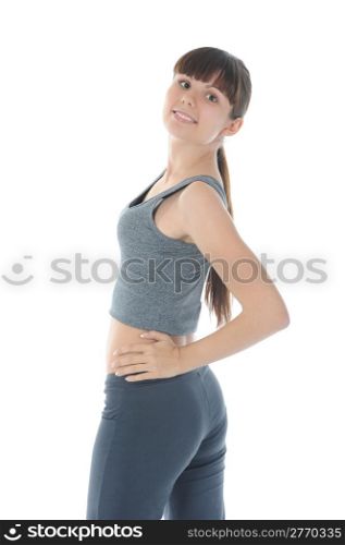Sports figure of a girl. Isolated on white background