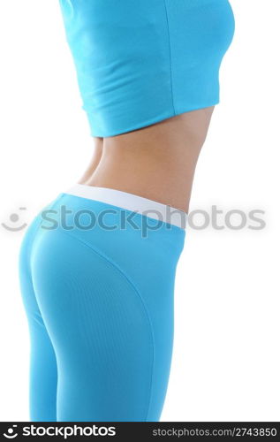 Sports figure of a young woman. Isolated on white background