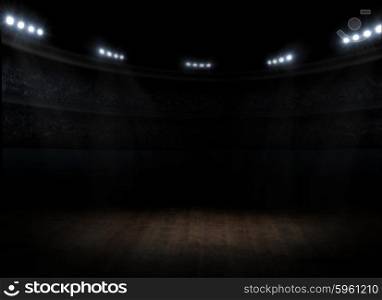 Sports hall interior with spotlights