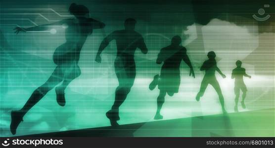 Sports Illustration Abstract Background with Silhouette Art. Science Research
