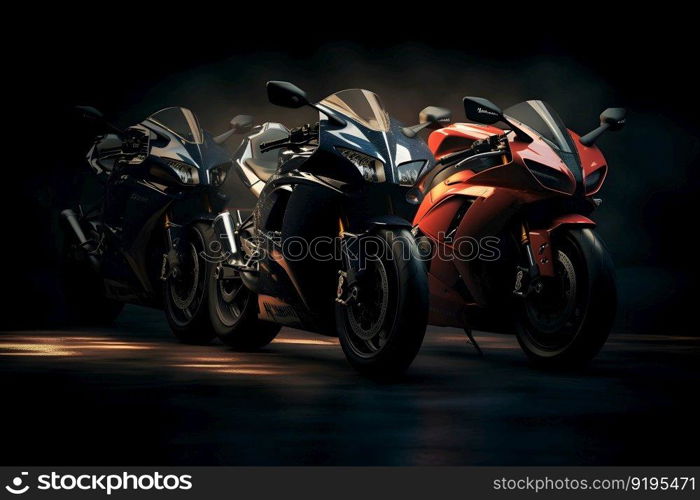 Sports racing motorcycles. Neural network AI generated art. Sports racing motorcycles. Neural network AI generated