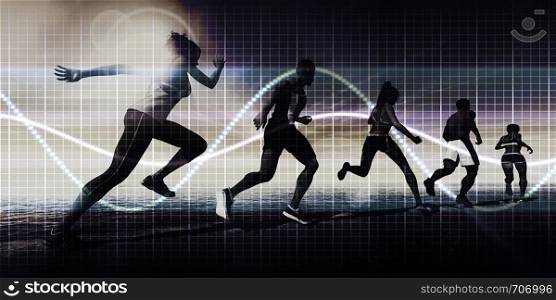 Sports Running Concept with Fitness Tracking Abstract. Sports Running Concept