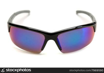 Sports sunglasses with blue lenses. Isolate on white.