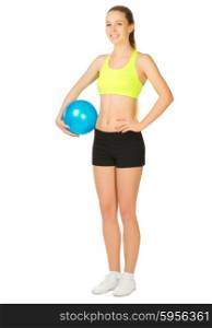 Sporty girl with ball isolated