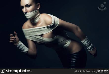 sporty woman in bandage