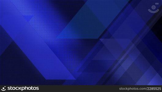 Spot lit perforated blue metal plate. Abstract tech geometric modern background close-up