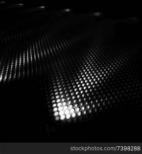 Spot photometric lights. Metal textured surface. Illuminated show party. 3d rendering. Spot photometric lights. Metal textured surface