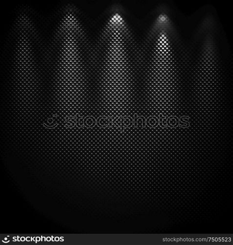 Spot photometric lights. Metal textured surface. Illuminated show party. 3d rendering. Spot photometric lights. Metal textured surface