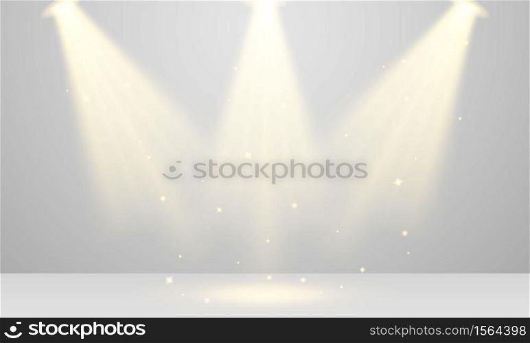 Spotlight isolated on transparent background. Poster for concert show