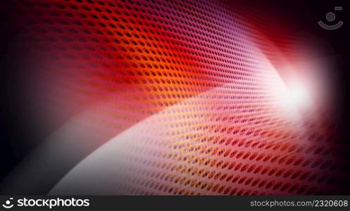 Spotlit perforated geometric modern background. Red color background. Close-up