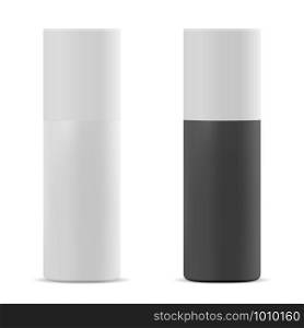 Spray Bottle. Aerosol Can. Cosmetic Tube Mockup for Deodorant, Perfume. Realistic Cylinder Packing for Dry Shampoo, Air Freshener, Antiperspirant. Shave Foam Product Packaging Mock Up Design.. Spray Bottle. Aerosol Can. Cosmetic Tube Mockup