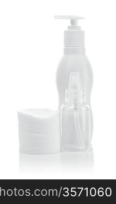 spray bottles and pads