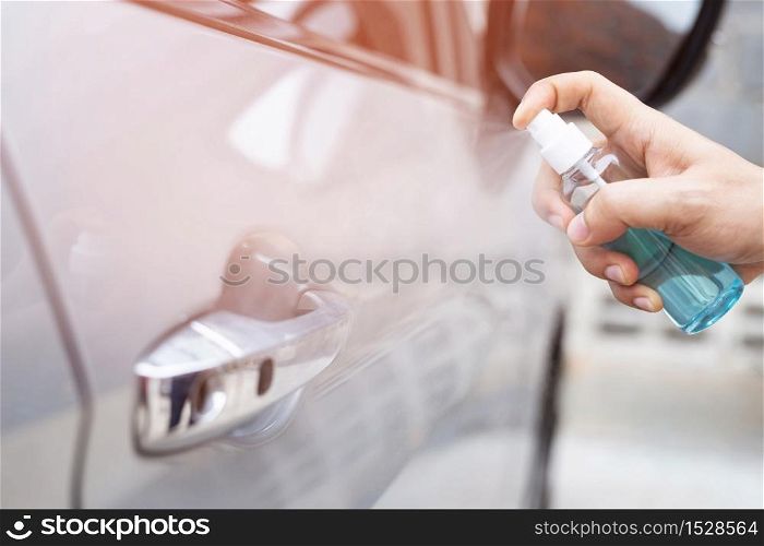 Spray cleaning car to protect against Corona virus