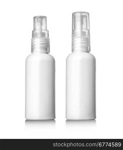 Spray Cosmetic Parfume, Deodorant, Freshener Or Medical Antiseptic Drugs Plastic Bottle White.