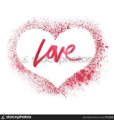 Sprayed red heart isolated on a white background - Valentine's card