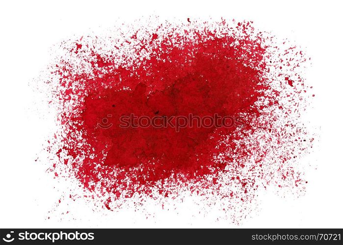 Sprayed red stain. Grunge abstract background. Space for your own text. Raster illustration