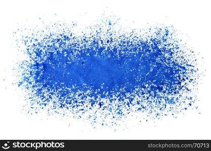 Sprayed stripe of blue paint. Grunge abstract background. Raster illustration