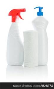 sprays with towel isolated