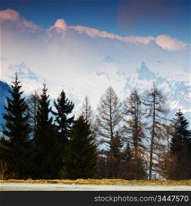 spring alps mountains scene background