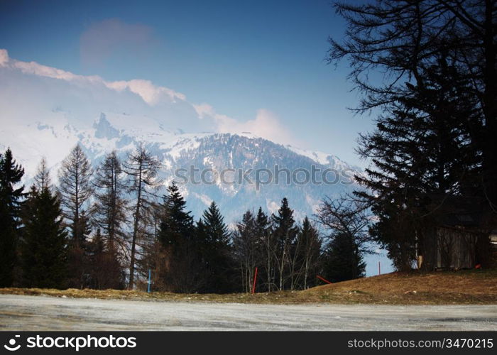 spring alps mountains scene background