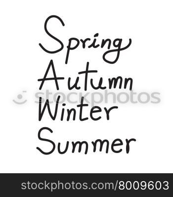 Spring, Autumn, Winter, Summer text words Illustration