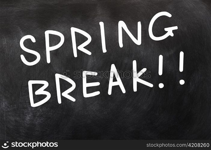 Spring break written on a blackboard