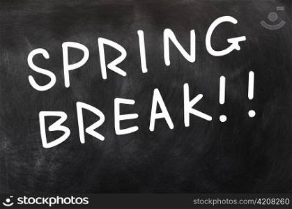 Spring break written on a blackboard