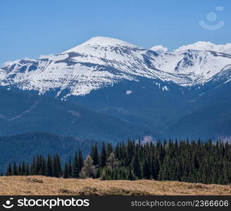 Spring Carpathian mountains view, Ukraine.